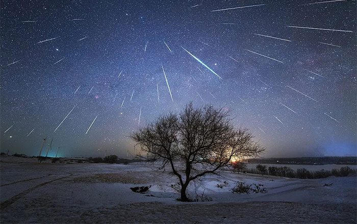 A night of Geminids meteor shower