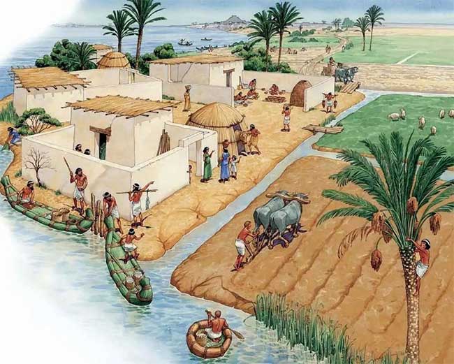 Illustration of Ancient Sumerian Agriculture.