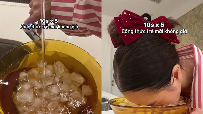 Trend of submerging face in cold water for skin rejuvenation on TikTok