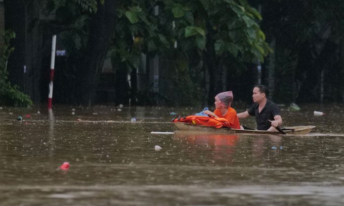 Flooding after Typhoon Yagi in Yen Ninh Ward, Yen Bai City on September 9.