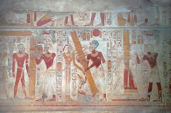 Wall painting of the Djed ritual of ancient Egyptians.