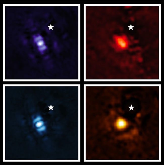 A series of 4 images captured by the James Webb Space Telescope