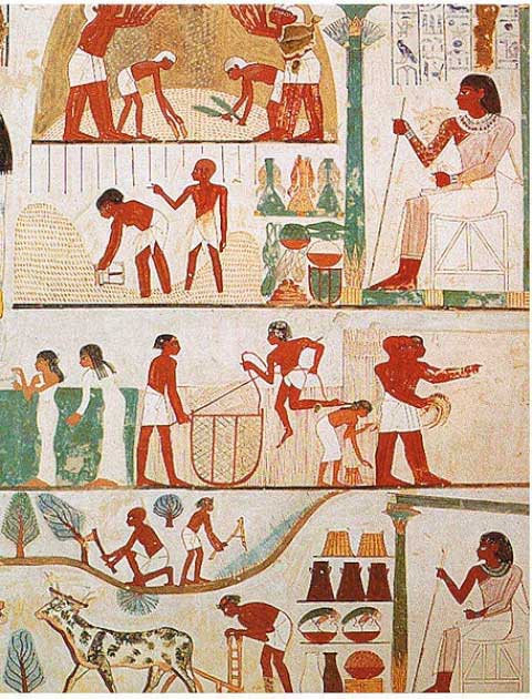 The light source ancient Egyptians used for interior decoration was likely oil lamps.