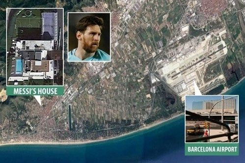 Distance from El Prat Airport to Messi's home.