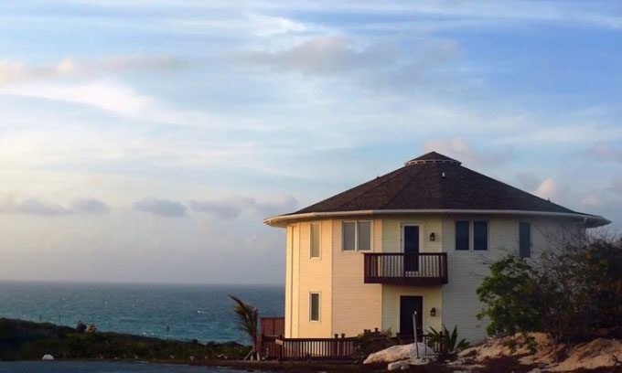 A round house built by Deltec on the coast.