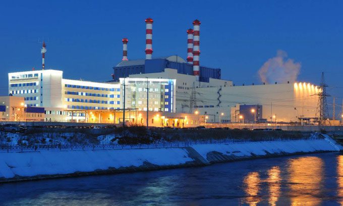 Beloyarsk Nuclear Power Plant in Russia featuring two sodium-cooled fast reactors.