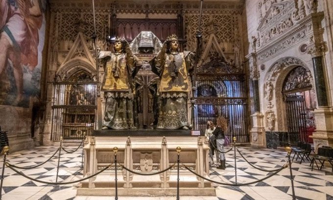 Seville Cathedral, where the remains of Christopher Columbus are housed.