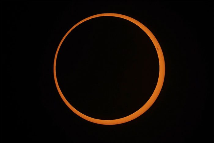 The moon obscures the sun revealing a spectacular "ring of fire".