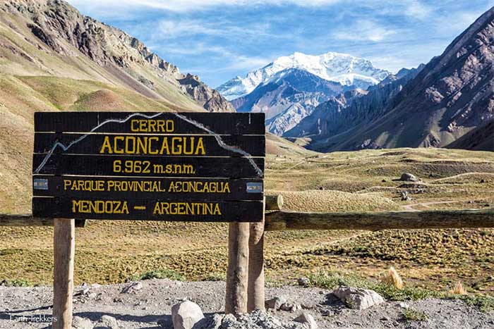 Aconcagua Mountain (6,962 meters high) located in Mendoza Province, Argentina