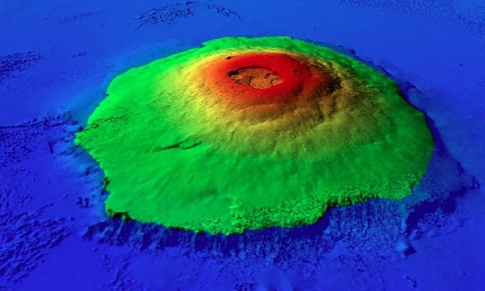 Olympus Mons on the surface of Mars.