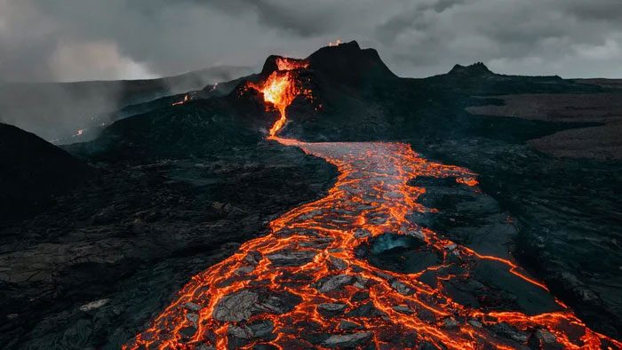 Lava (magma) that erupts from a volcano is actually a high-temperature liquid.