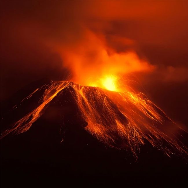 Volcano erupting.