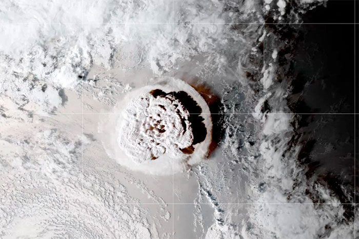Satellite image of the Tonga volcanic eruption