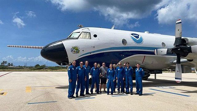 A squadron of hurricane hunters from the U.S. Air Force