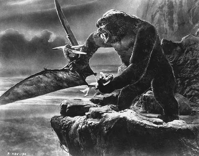 The director used stop-motion animation to create prehistoric creatures on Skull Island.