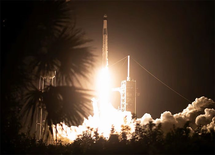 SpaceX Falcon 9 rocket launches Polaris Dawn mission at Kennedy Space Center