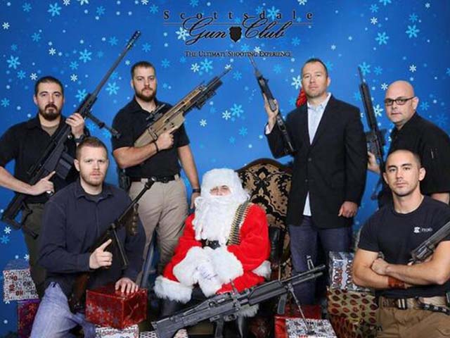 In Arizona, USA, every Christmas, the Scottsville Gun Club organizes an event called "Santa Claus and Machine Guns."