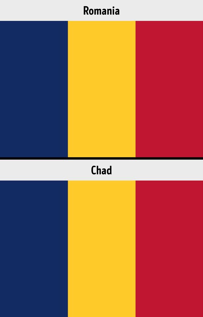 Flags of Romania and Chad