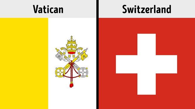 Flags of Vatican City and Switzerland