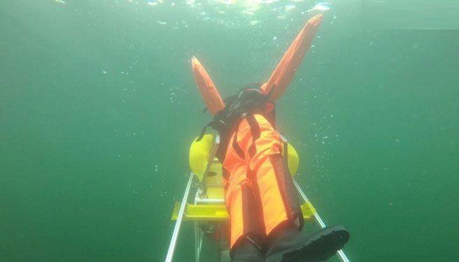 Robot rescuing drowning individuals.