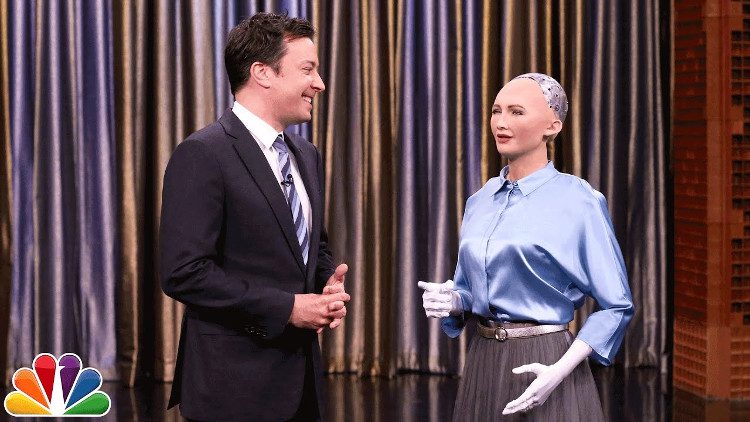 Robot Sophia on television