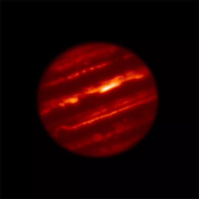 Jupiter's atmosphere is full of winds and clouds, with storm speeds reaching up to 150 meters/second.