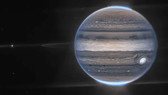 Jupiter's magnetic field is 14 times stronger than Earth's.