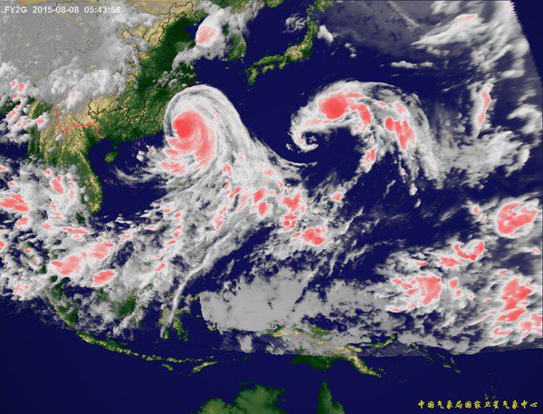 Satellite image map capturing a storm.