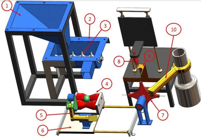  Design diagram of the author's lemon peeling machine. 