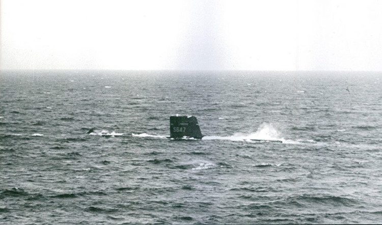 The submarine S647 captured by an aircraft hours before its disappearance.