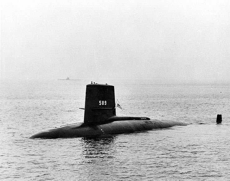 The SSN-589 submarine on a mission at sea before its disappearance