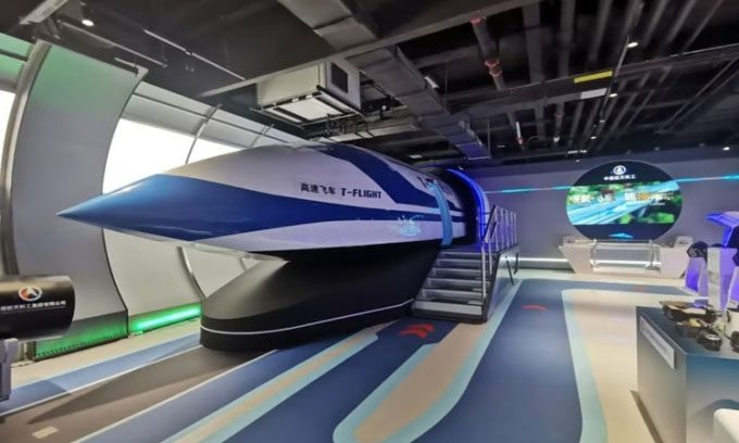 Simulation image of China's 1,000 km/h maglev train.