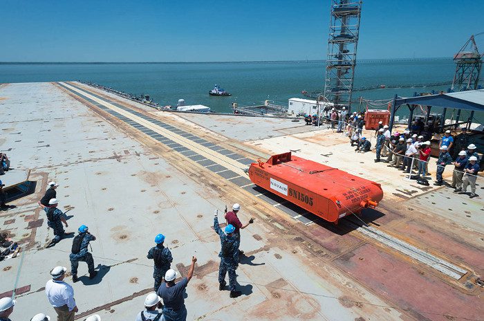 An essential component on the aircraft carrier deck is the catapult system.