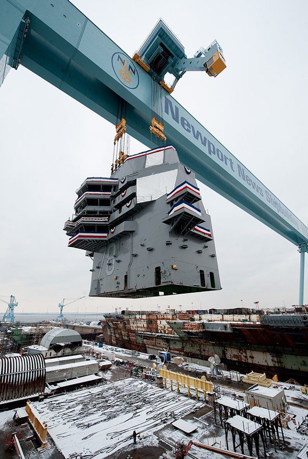 The Big Blue crane at Newport News Shipbuilding.