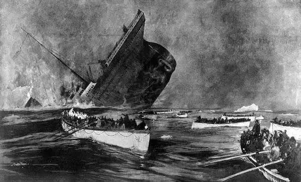 The moment Titanic sank into the sea.