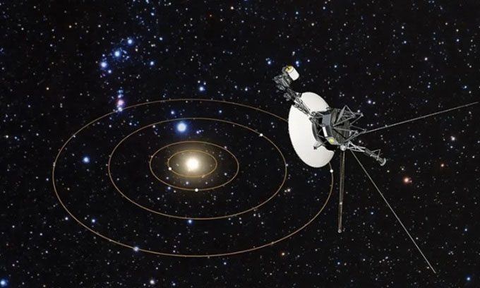 Simulation of Voyager 1 pointing toward Earth.