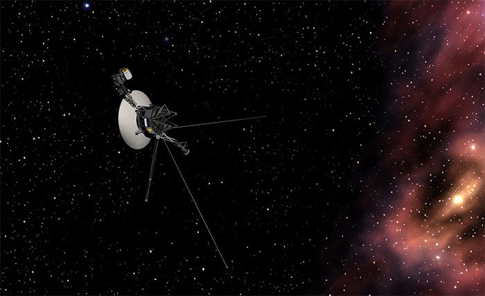 Simulation of Voyager 2 entering interstellar space.