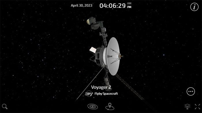 Simulation of Voyager 2 through NASA's real-time tracking application.