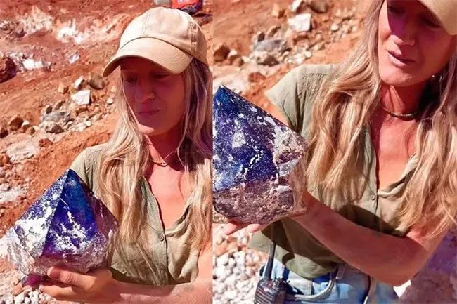 Kristy McMullem and the giant amethyst.