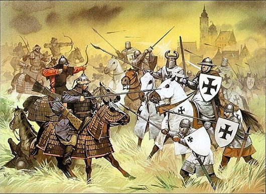 Genghis Khan's light cavalry vastly outmatched the heavy and slow European cavalry.