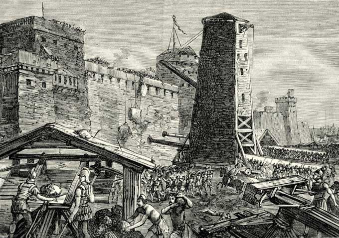 Illustration of the siege of Rhodes.