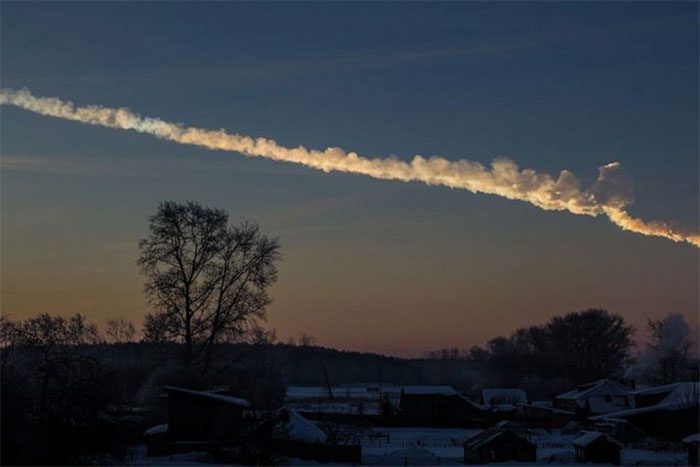 Meteorites fall through Earth's atmosphere.