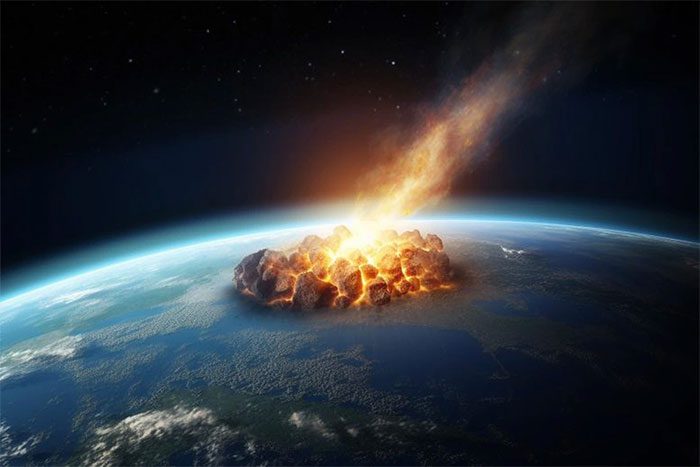 Illustration of a meteorite colliding with Earth