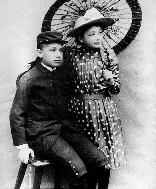 Einstein with his sister during childhood