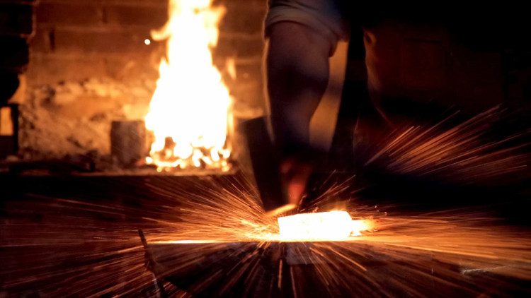 Damascus steel used for sword forging typically has a very high carbon content, making it more durable