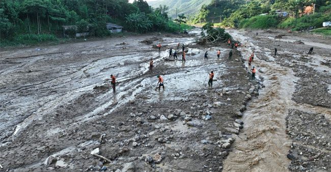 Làng Nủ village, Bảo Yên district, Lào Cai province after Typhoon Yagi.