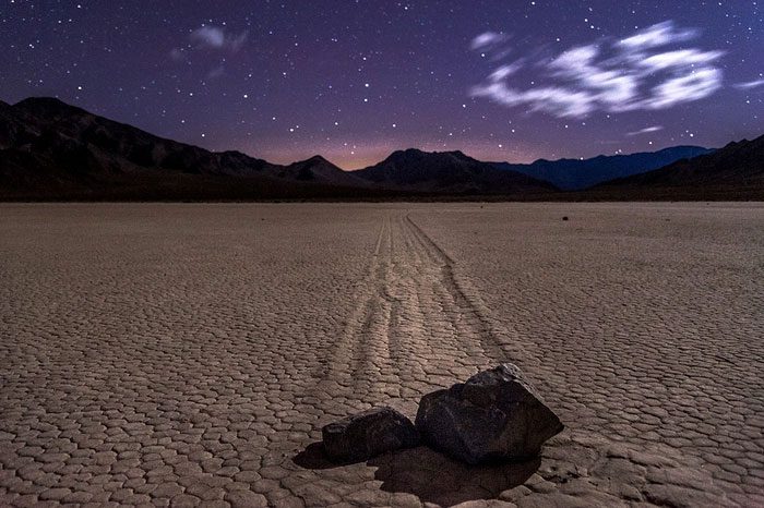 The rocks move on their own in Death Valley.