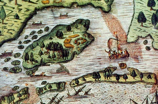 Illustration depicting the location of the Roanoke Colony.