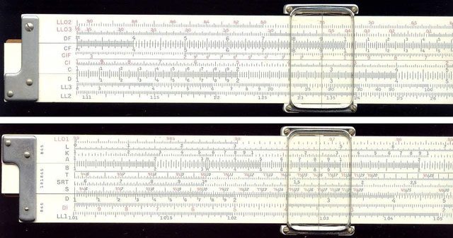 Front and back of the Keuffel & Esser 4081-3 slide rule