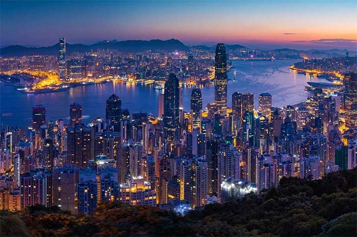 A panoramic view of Hong Kong.